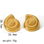 Gold color / 1 Pair Simple Classic Style Thread Pattern Stainless Steel  Gold Color Women's Stud Earrings 