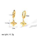 Gold color / 1 Pair French Trendy Sweet Style Dainty Flower Shape Stainless Steel  Gold Color Inlay Rhinestones Women's Drop Earrings 