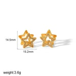 Gold color / 1 Pair Simple Style Hollow Star Shape Stainless Steel  Gold Color Inlay Rhinestones Women's Stud Earrings Picture4