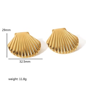 1 Pair Simple Style Shell Shape Stainless Steel  Gold Color Women's Stud Earrings h5 