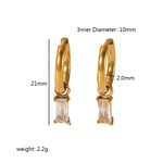 Gold color / 1 Pair Simple Classic Rectangle Dainty Style Dangled Stainless Steel  Gold Color Inlay Zircons Women's Drop Earrings 