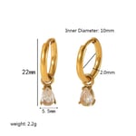 Gold color / 1 Pair Simple Classic Water drop Dainty Style Dangled Stainless Steel  Gold Color Inlay Zircons Women's Drop Earrings Picture2