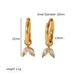 Gold color / 1 Pair Simple Classic Dainty Style Dangled Stainless Steel  Gold Color Inlay Zircons Women's Drop Earrings Picture3