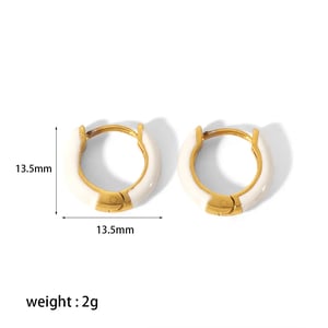 1 Pair Simple Sweet Style U Shape Enamel Stainless Steel  Gold Color Women's Hoop Earrings h5 