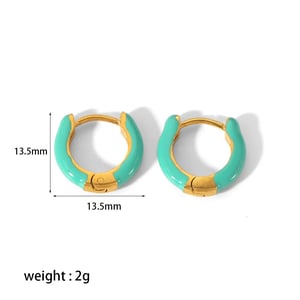 1 Pair Simple Sweet Style U Shape Enamel Stainless Steel  Gold Color Women's Hoop Earrings h5 