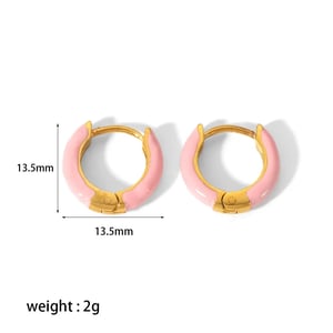 1 Pair Simple Sweet Style U Shape Enamel Stainless Steel  Gold Color Women's Hoop Earrings h5 