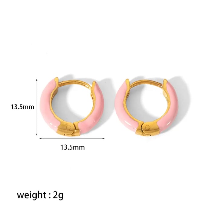 1 Pair Simple Sweet Style U Shape Enamel Stainless Steel  Gold Color Women's Hoop Earrings 