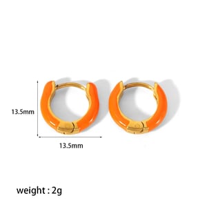 1 Pair Simple Sweet Style U Shape Enamel Stainless Steel  Gold Color Women's Hoop Earrings h5 