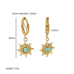 Blue / 1 Pair Simple Sweet Style Sun Shape Stainless Steel  Gold Color Inlay Natural Stones Women's Drop Earrings Picture3