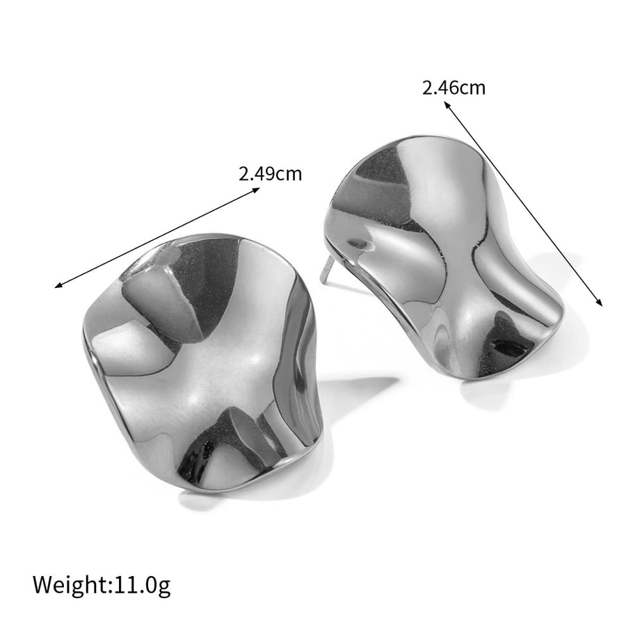 1 pair simple style glossy irregular round shape stainless steel  gold plated women's stud earrings 