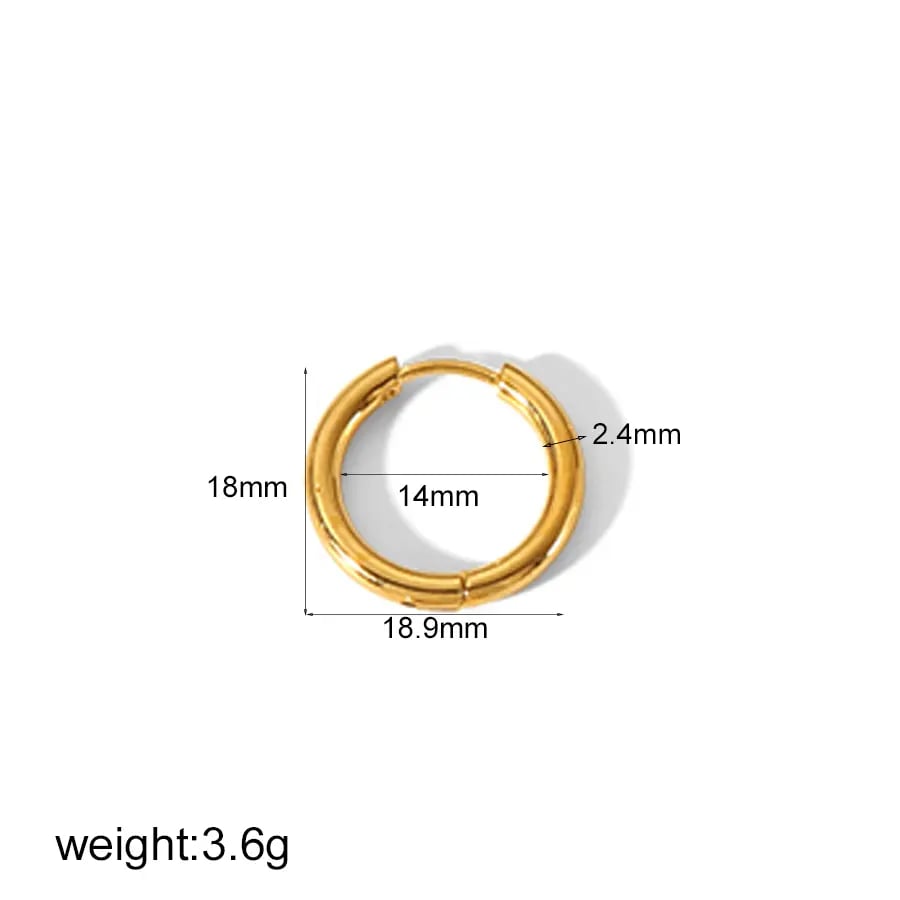 1 Çift Minimalist Stil Geometrik Paslanmaz Çelik 18 Ayar Altın Kaplama Kadın Halka Küpe 