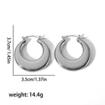 Silver color / 1 Pair Simple Classic Style Flat Glossy U Shape Stainless Steel  Gold Color Women's Hoop Earrings 