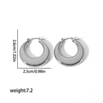 Silver color / 1 Pair Simple Classic Style Flat Glossy U Shape Stainless Steel  Gold Color Women's Hoop Earrings Picture3