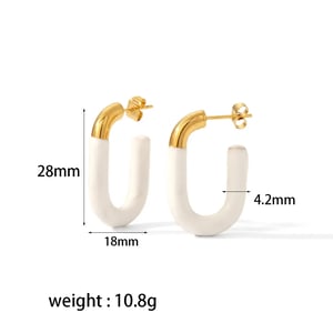 1 Pair Simple Vacation Style U Shape Enamel Stainless Steel  Gold Color Women's Hoop Earrings h5 