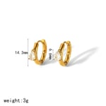 Gold color / 1 Pair Simple Style Droplet Shape Stainless Steel  Gold Color Inlay Zircon Women's Hoop Earrings 