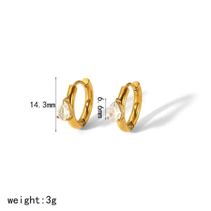 1 Pair Simple Style Droplet Shape Stainless Steel  Gold Color Inlay Zircon Women's Hoop Earrings h5 