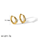 Gold color / 1 Pair Simple Style Oval Shape Stainless Steel  Gold Color Inlay Zircon Women's Hoop Earrings Picture2