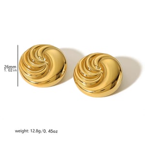 1 Pair Chic Minimalist Style Vortex Shape Stainless Steel  Gold Color Women's Stud Earrings h5 