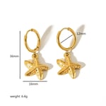 Gold color / 1 Pair Cute Style Starfish Shell Shape Stainless Steel  Gold Color Women's Drop Earrings 