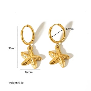 1 Pair Cute Style Starfish Shell Shape Stainless Steel  Gold Color Women's Drop Earrings h5 