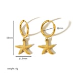 Gold color / 1 Pair Cute Style Starfish Shell Shape Stainless Steel  Gold Color Women's Drop Earrings Picture2