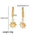 White / 1 Pair Simple Sweet Style Sun Shape Stainless Steel  Gold Color Inlay Artificial Pearl Women's Drop Earrings Picture2