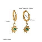 Green / 1 Pair Simple Sweet Style Sun Shape Stainless Steel  Gold Color Inlay Natural Stones Women's Drop Earrings 