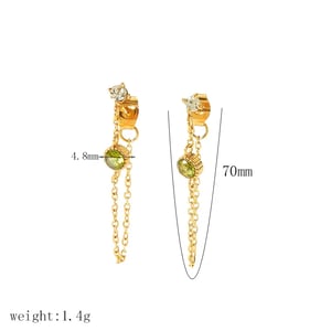 1 Pair Simple Style Tassel Shape Stainless Steel  Gold Color Inlay Zircons Women's Drop Earrings h5 