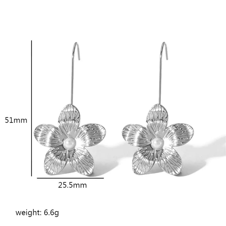 1 pair of exquisite and fashionable  gold-plated stainless steel pearl flower earrings for women for daily wear 