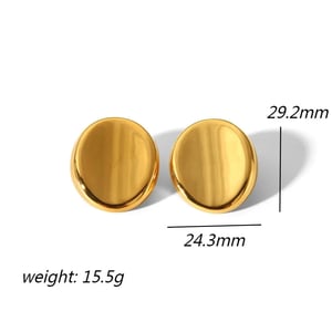 1 Pair Simple Style Oval Shape Stainless Steel  Gold Color Women's Stud Earrings h5 