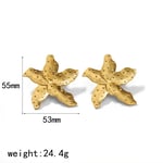 Gold color / 1 Pair Retro Simple Style Flower Leaf Shape Stainless Steel  Gold Color Women's Stud Earrings 