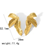 Gold color / 1 Pair Retro Simple Style Flower Leaf Shape Stainless Steel  Gold Color Women's Stud Earrings Picture3