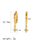 Gold color / 1 Pair Simple Dainty Style Star Shape Stainless Steel  Gold Color Inlay Rhinestones Women's Drop Earrings 