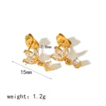 Gold color / 1 Pair Simple Dainty Style Oval Shape Stainless Steel  Gold Color Inlay Rhinestones Women's Drop Earrings Picture3