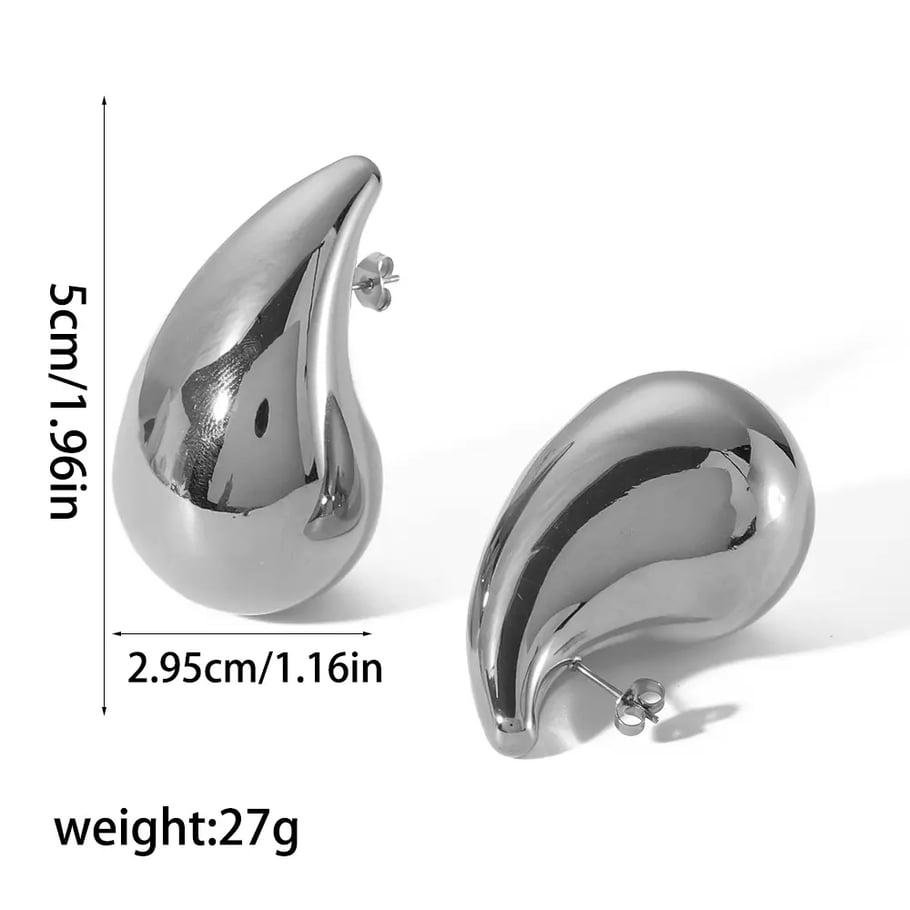 1 pair of simple and stylish 18k gold-plated stainless steel thick shiny water drop earrings for women's jewelry for daily wear 