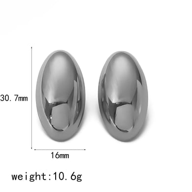 1 pair of creative classic  gold-plated stainless steel shiny long oval earrings for women's jewelry for daily wear h5 