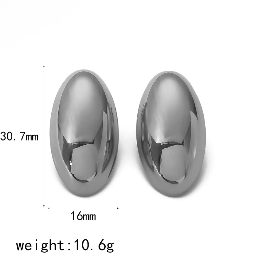 1 pair of creative classic  gold-plated stainless steel shiny long oval earrings for women's jewelry for daily wear 