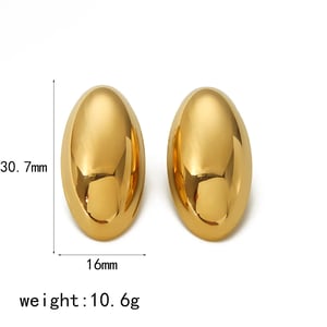 1 Pair Simple Daily Style Glossy Oval Shape Stainless Steel  Gold Color Women's Stud Earrings h5 