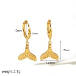 Gold color / 1 Pair Simple Sweet Style Fishtail Shape Stainless Steel  Gold Color Women's Drop Earrings Picture2