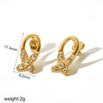 Gold color / 1 Pair Simple Sweet Style Geometric Shape Stainless Steel  Gold Color Inlay Rhinestones Women's Drop Earrings Picture3