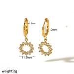 Gold color / 1 Pair Simple Sweet Style Sun Shape Stainless Steel  Gold Color Inlay Rhinestones Women's Drop Earrings Picture4