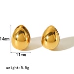 Gold color / 1 Pair Simple Style Droplet Oval Shape Stainless Steel  Gold Color Women's Stud Earrings 