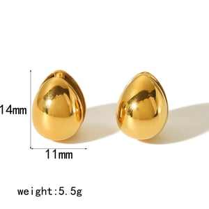 1 Pair Simple Style Droplet Oval Shape Stainless Steel  Gold Color Women's Stud Earrings h5 