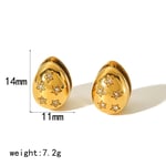 Gold color / 1 Pair Simple Style Droplet Oval Shape Stainless Steel  Gold Color Inlay Rhinestones Women's Stud Earrings Picture2