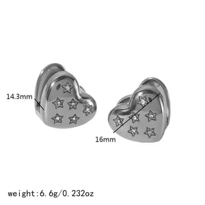 1 paire de boucles d'oreilles à clip simples en forme de cœur sculpté en forme d'étoile en acier inoxydable plaqué or 18 carats avec strass incrustés pour femmes h5 