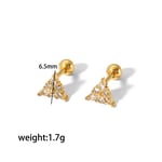 Goldfarbe / 1 Paar schlichte, süße Ohrstecker in Dreiecksform aus Edelstahl mit 18 Karat Goldfarbe und Zirkonia-Einlage für Damen Bild3