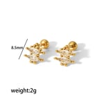 Gold color / 1 Pair Simple Sweet Style Dainty  Stainless Steel  Gold Color Inlay Zircons Women's Stud Earrings Picture3