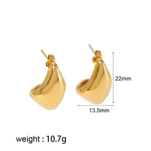 1 Pair Novelty Simple Style Hammered Texture Irregular Geometric Stainless Steel  Gold Color Women's Stud Earrings h5 