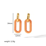 Orange / 1 Pair Simple Daily Style Thread Rectangular Shape Stainless Steel  Gold Color Women's Dangle Earrings Picture3