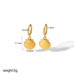 Gold color / 1 Pair Beachy Vacation Style Shell Shape Stainless Steel  Gold Color Women's Drop Earrings 